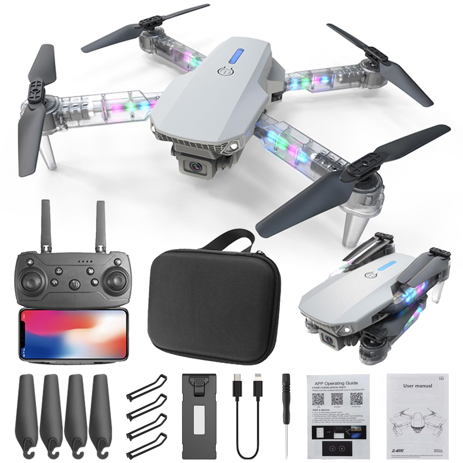 Foto 2 pulgar | Dron Con Cámara 1080p, Wifi Fpv, 3 Modos De Vuelo Para Adultos - Venta Internacional.
