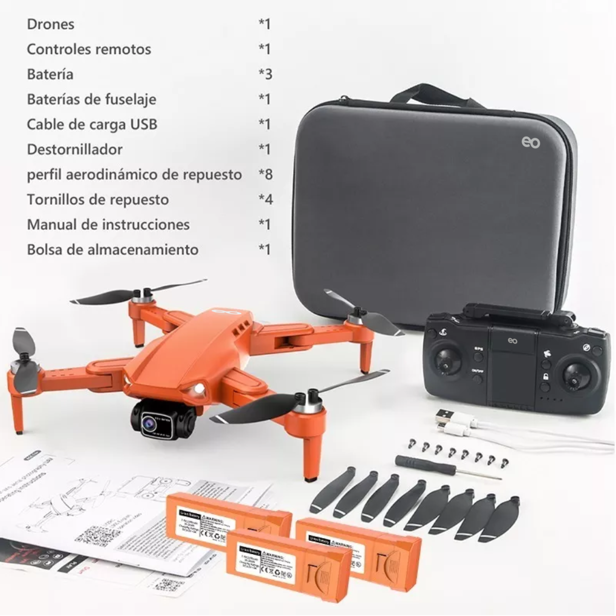 Foto 3 | Mini Drone Con Cámara 4k Y Gps Profesional Eo Safe Imports Esi-3704 Naranja