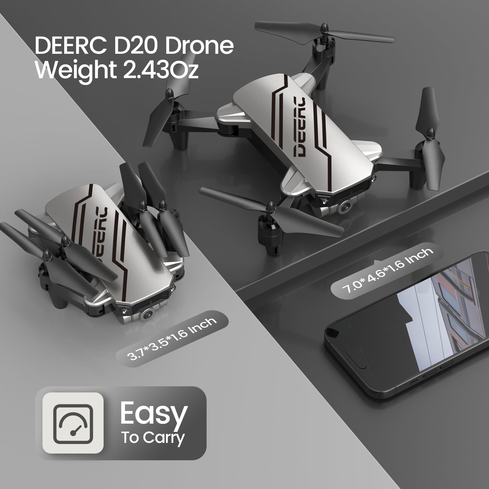 Foto 7 pulgar | Drone Deerc D20 Mini Para Niños Con Cámara 720p Hd Fpv Y 2 Baterías - Venta Internacional.