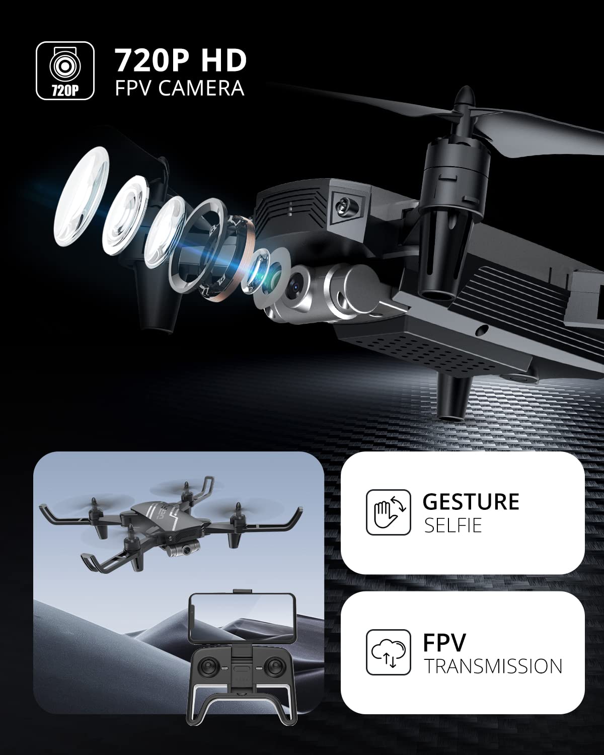 Foto 3 pulgar | Drone Deerc D20 Mini Para Niños Con Cámara 720p Hd Fpv Y 2 Baterías - Venta Internacional.
