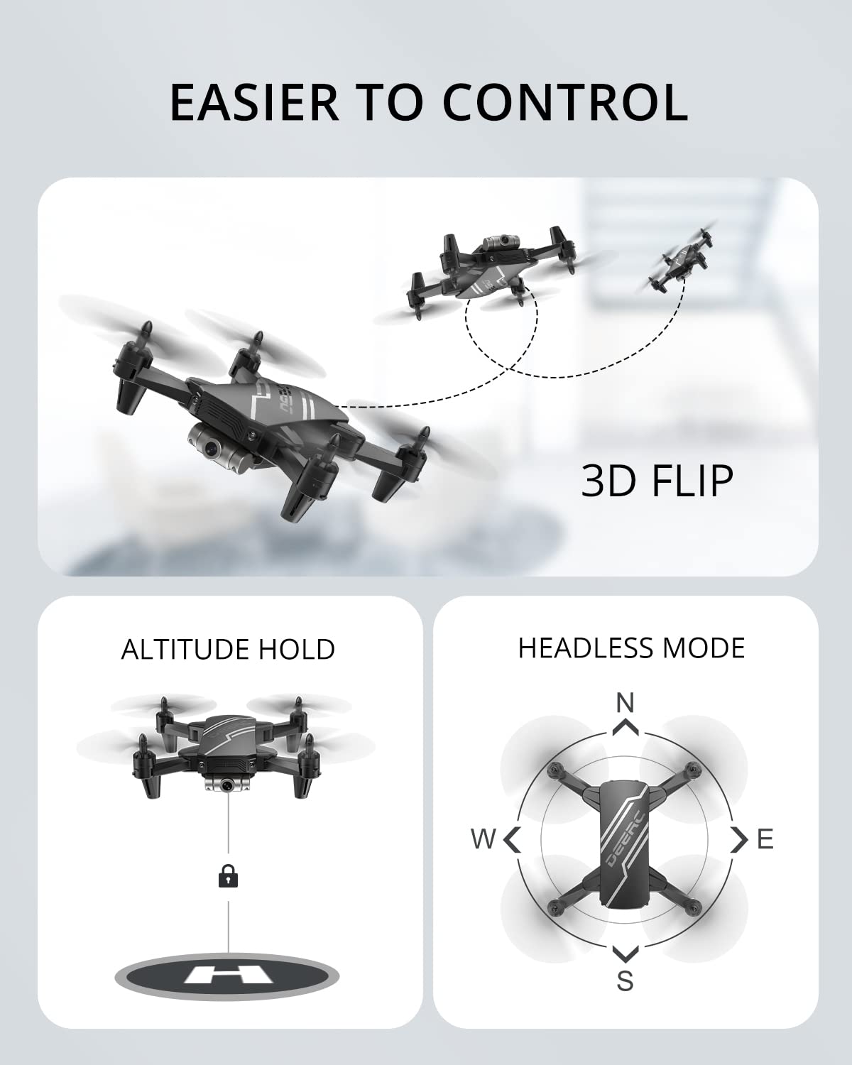 Foto 6 pulgar | Drone Deerc D20 Mini Para Niños Con Cámara 720p Hd Fpv Y 2 Baterías - Venta Internacional.