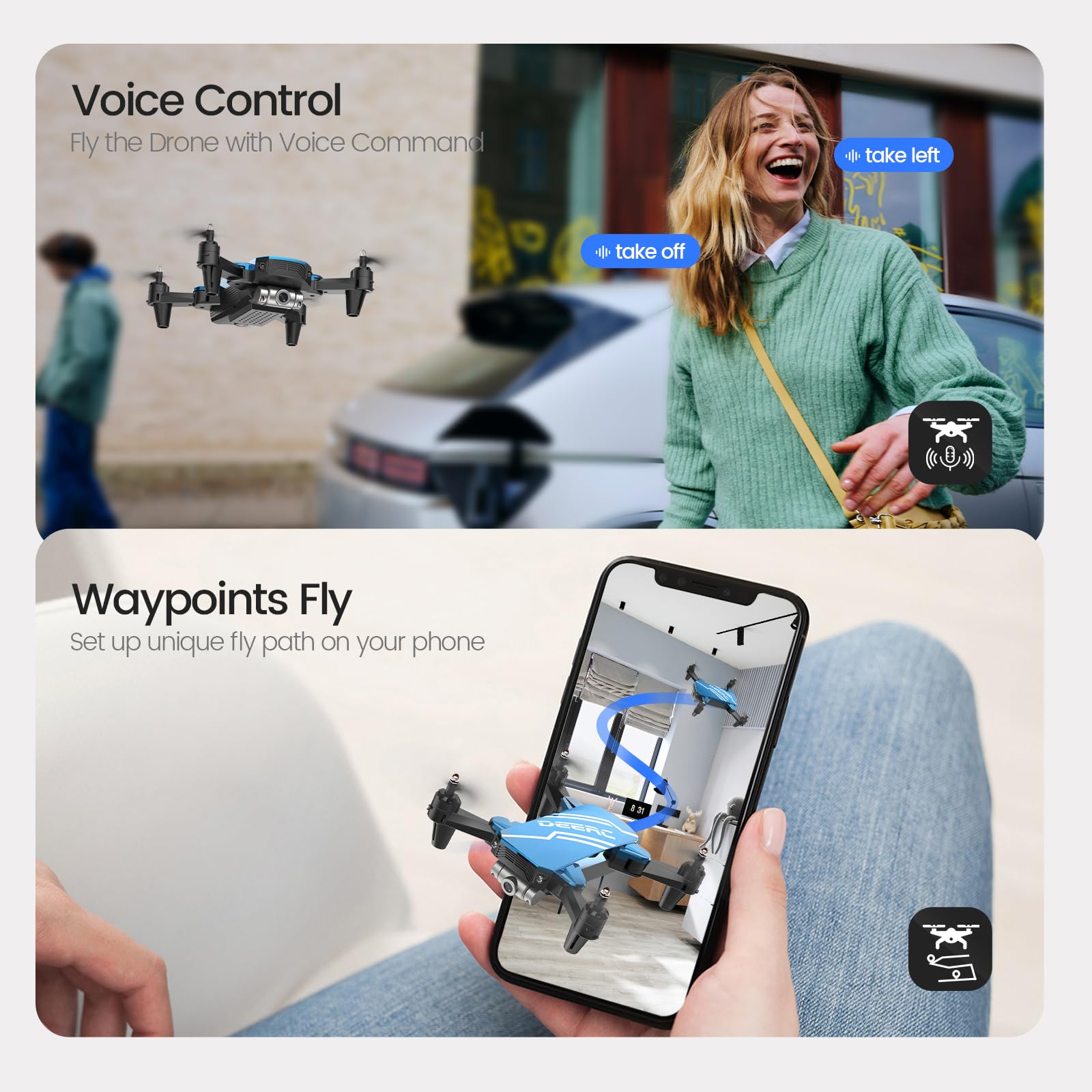 Foto 4 pulgar | Drone Deerc D20 Mini Con Cámara 720p Hd Para Niños Azul - Venta Internacional.