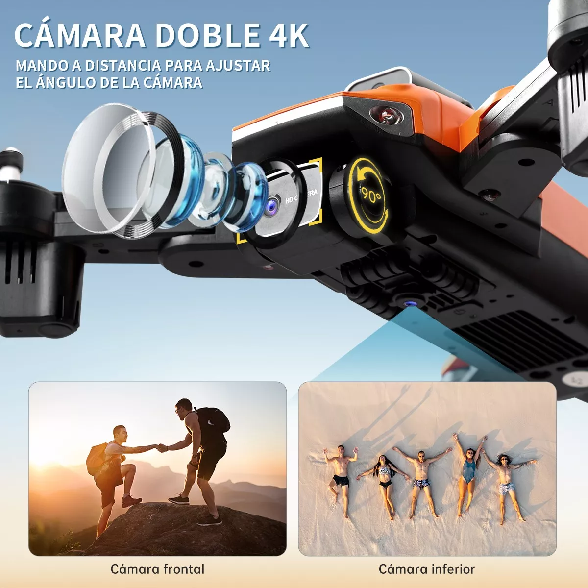 Foto 3 pulgar | Language Dron Con Cámara 8k Giro 360 Doblar 3 Batería Eo Safe Imports Esi-12922-1 Multicolor