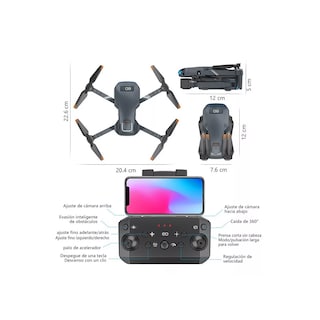 Foto 2 | Dron Cuadricóptero A Control Remoto C/cámara 4k Hd Eo Safe Import Esi-3705-1 Gris