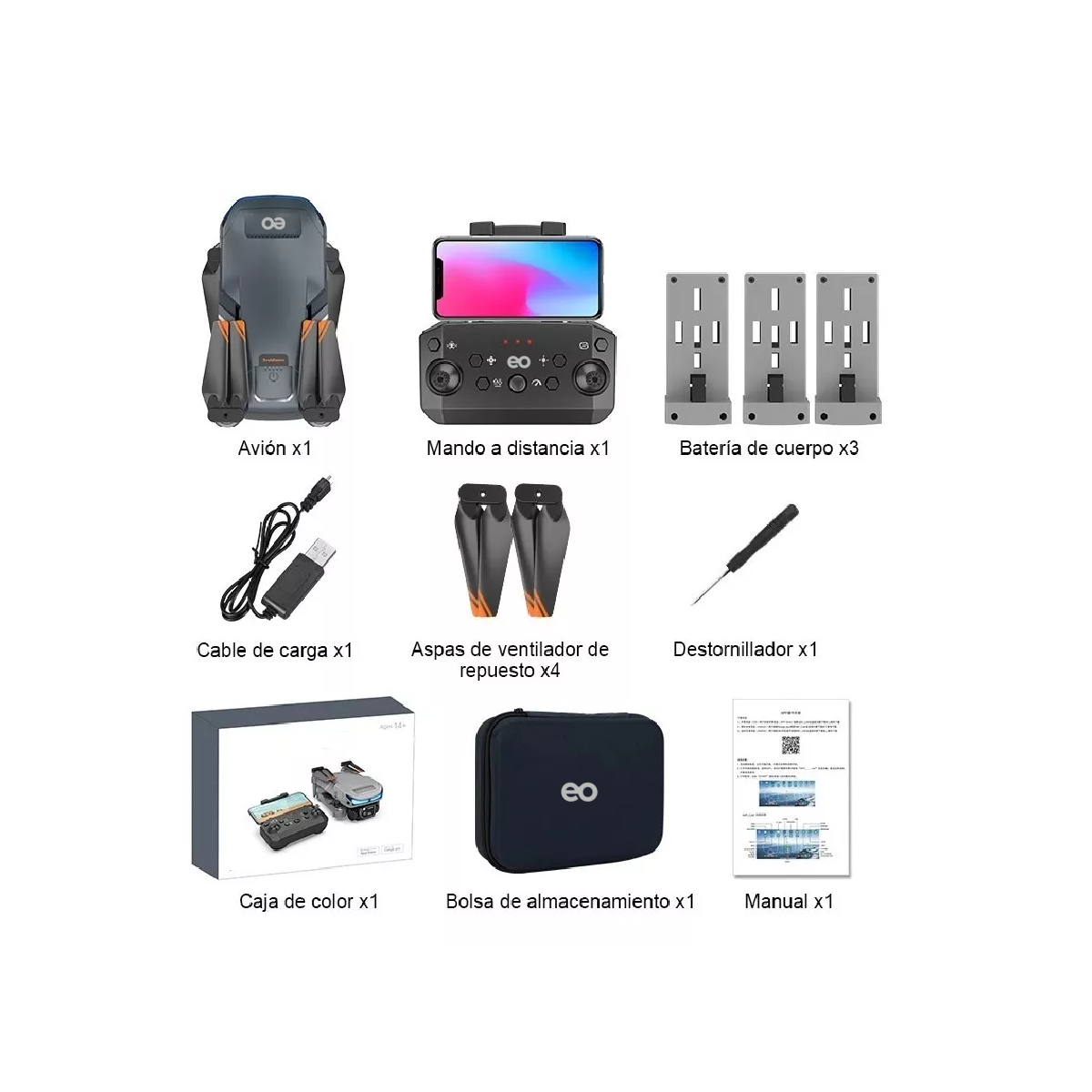 Foto 4 pulgar | Dron Cuadricóptero A Control Remoto C/cámara 4k Hd Eo Safe Import Esi-3705-1 Gris