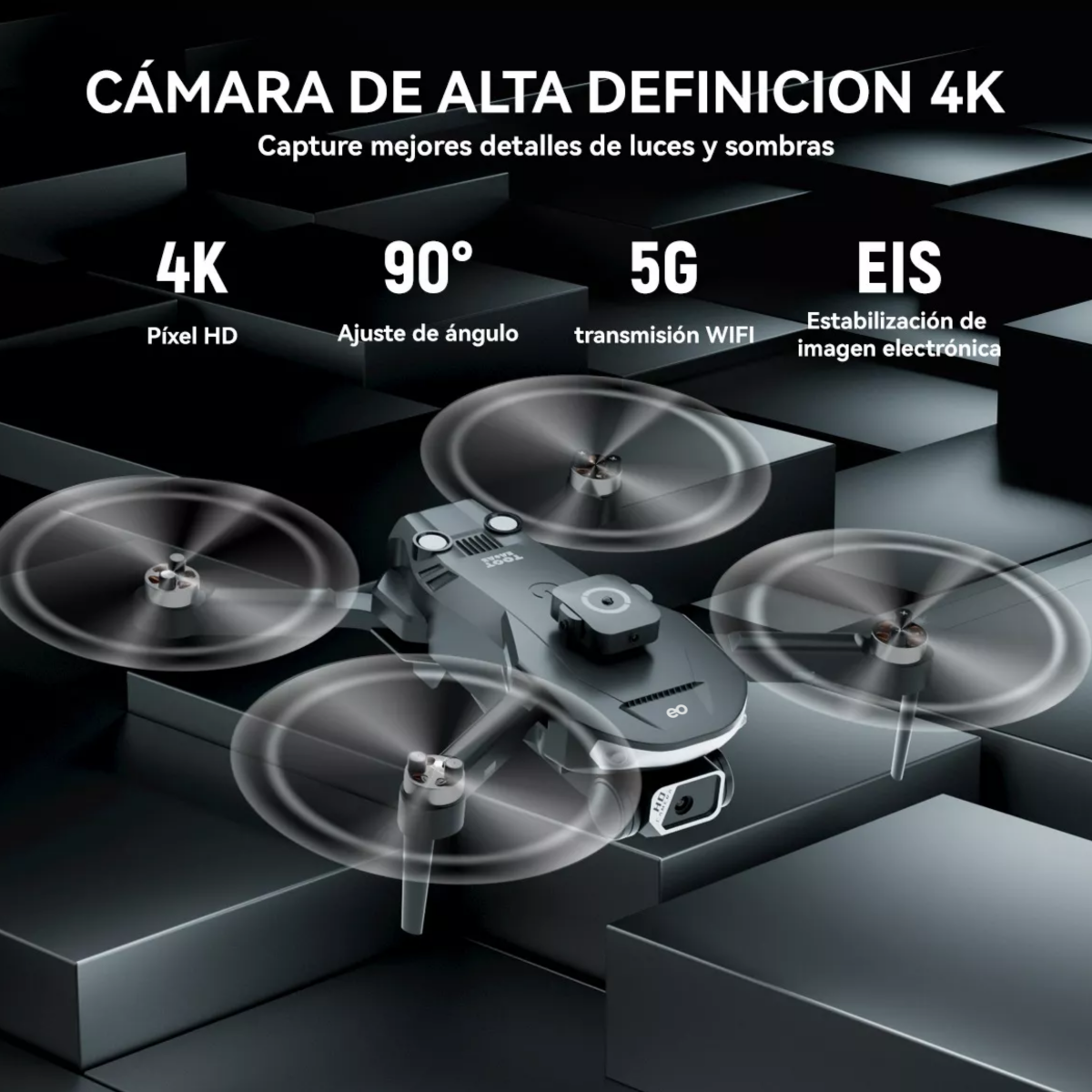 Foto 3 pulgar | Drone Wifi Plegable Cámara Doble 3 Baterías Eo Safe Imports Esi-12920-1 Gris