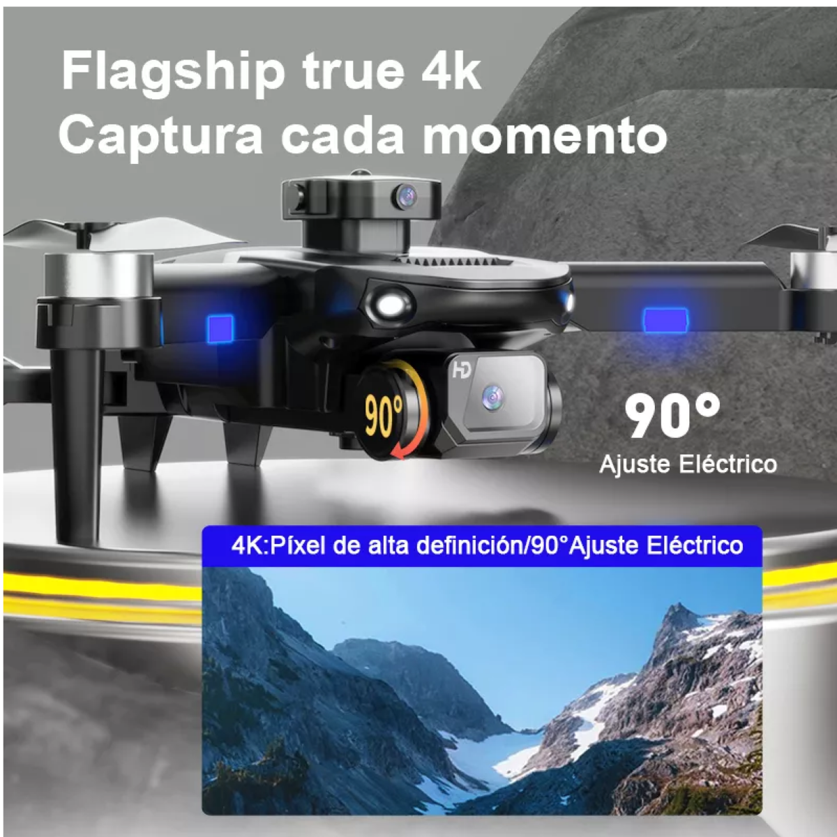 Foto 2 | Drone Sin Escobillas Con 4k Cámara Dual 2baterías Eo Safe Imports Esi-12919-1 Gris