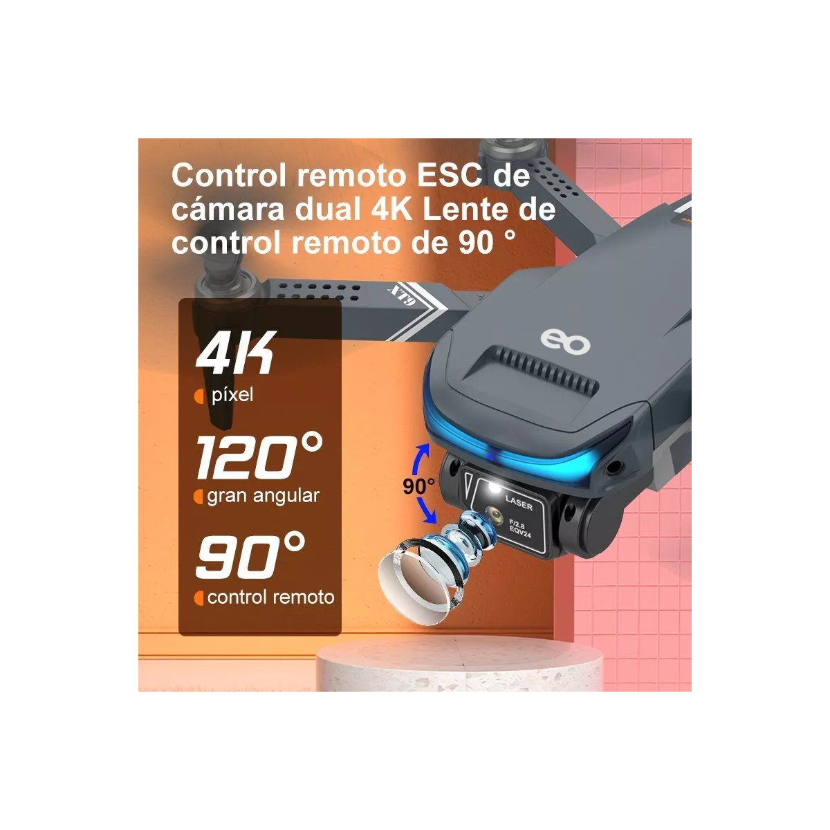 Foto 4 pulgar | Dron Cuadricóptero A Control Remoto C/cámara 4k Hd Eo Safe Imports Esi-5415-1 Negro