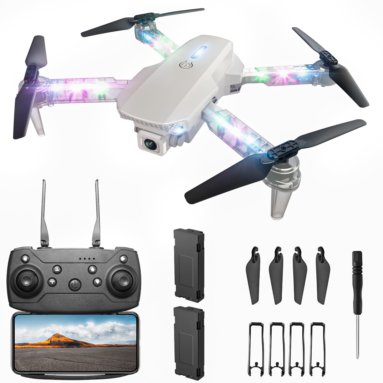Drone Rc Bezgar Mini Con Cámara 1080p Hd Para Niños, Color Blanco - Venta Internacional.