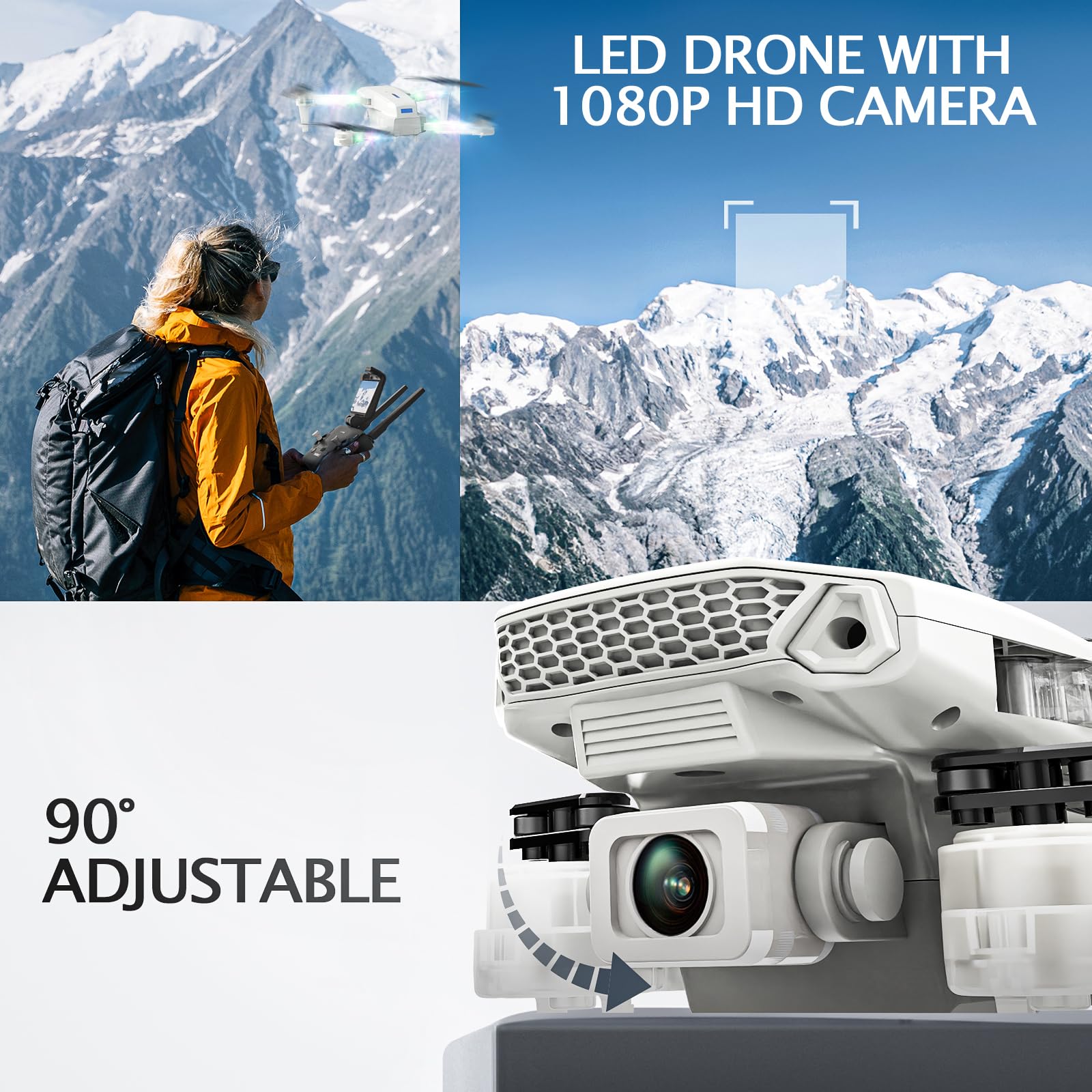 Foto 4 | Drone Rc Bezgar Mini Con Cámara 1080p Hd Para Niños, Color Blanco - Venta Internacional.