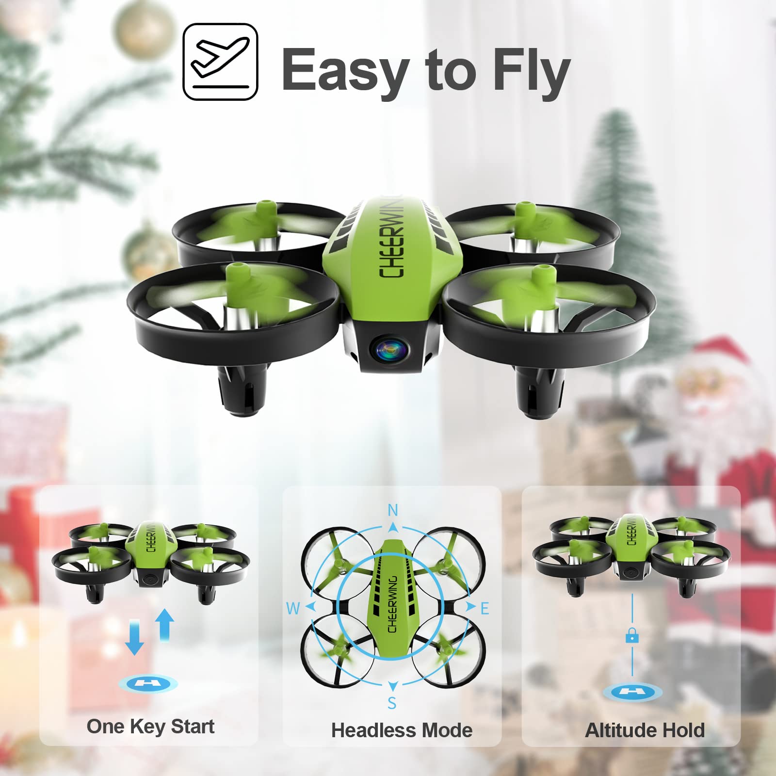 Foto 3 | Mini Dron Cheerwing Cw10 Wifi Fpv Con Cámara Para Niños De 18 Minutos De Vuelo - Venta Internacional.