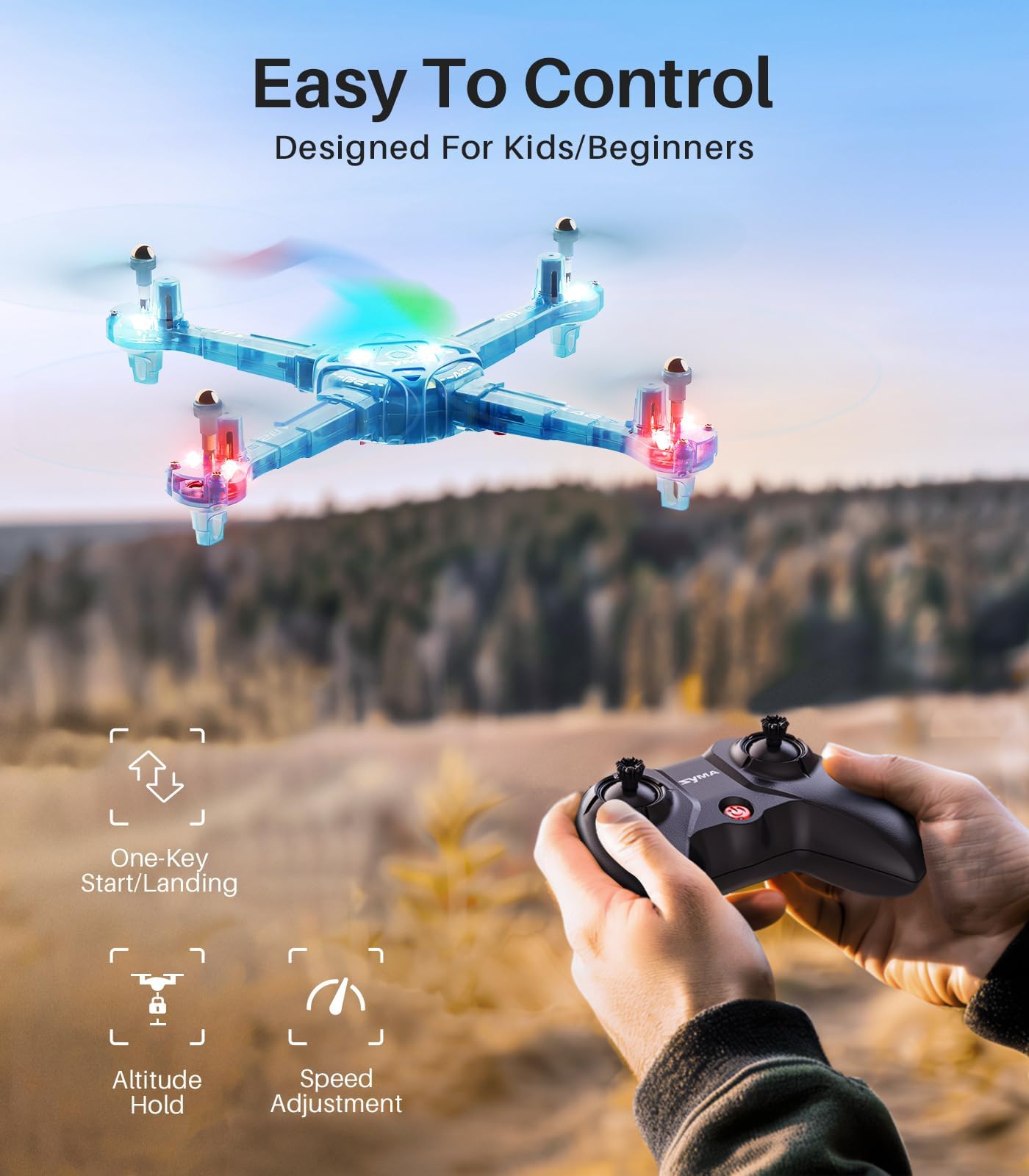 Foto 5 pulgar | Drone Syma Mini Para Niños De 8 A 12 Años Altitude Hold, Luz De 7 Colores - Venta Internacional.