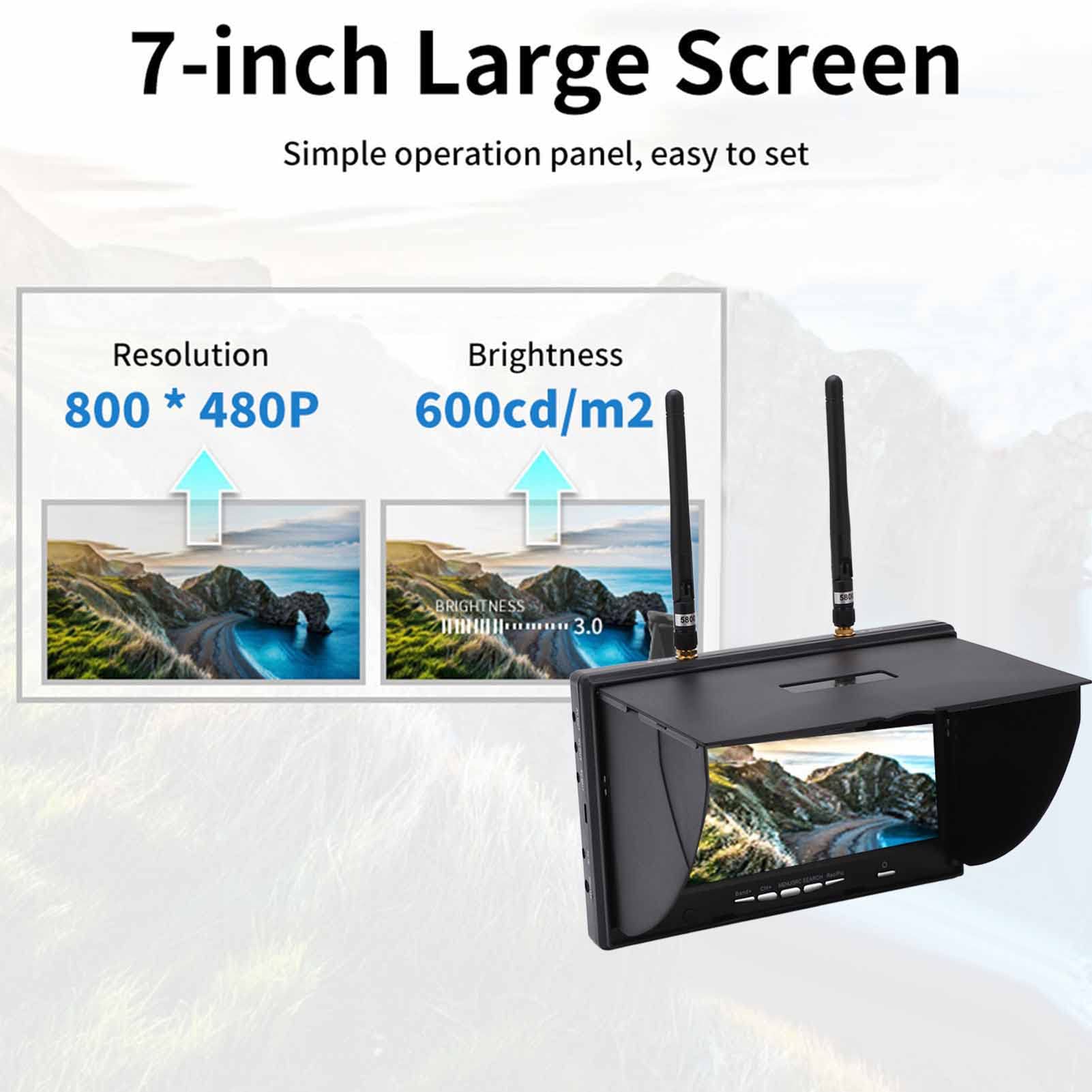 Foto 6 pulgar | Monitor Fpv Zerone Lcd De 7 Pulgadas, 800 X 480, 5,8 Ghz, 40 Canales, Para Dron Fpv - Venta Internacional.