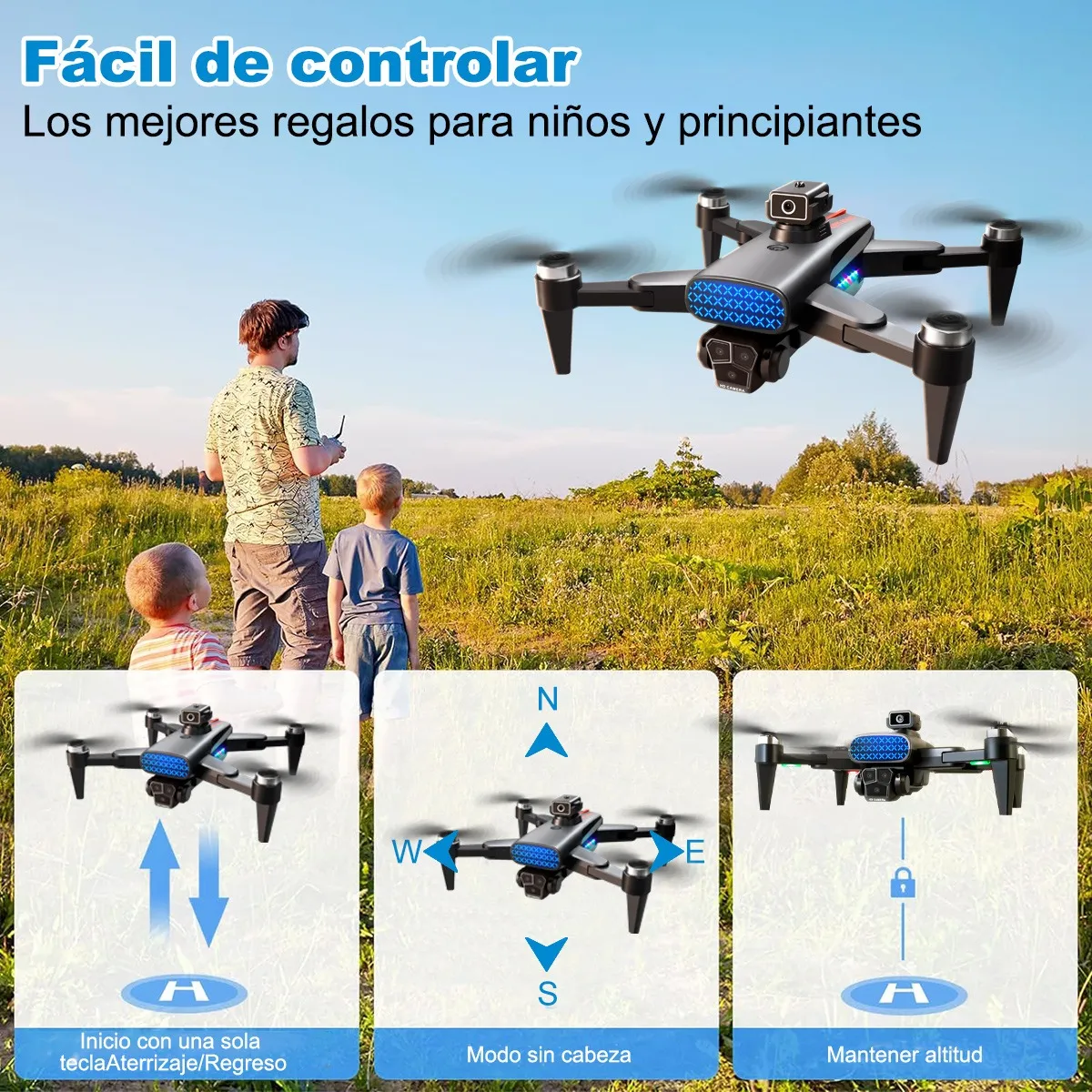 Foto 4 pulgar | Drone Con 3 Cámara Profesional 8k A Control Remoto Eo Safe Imports Esi-20200 Negro