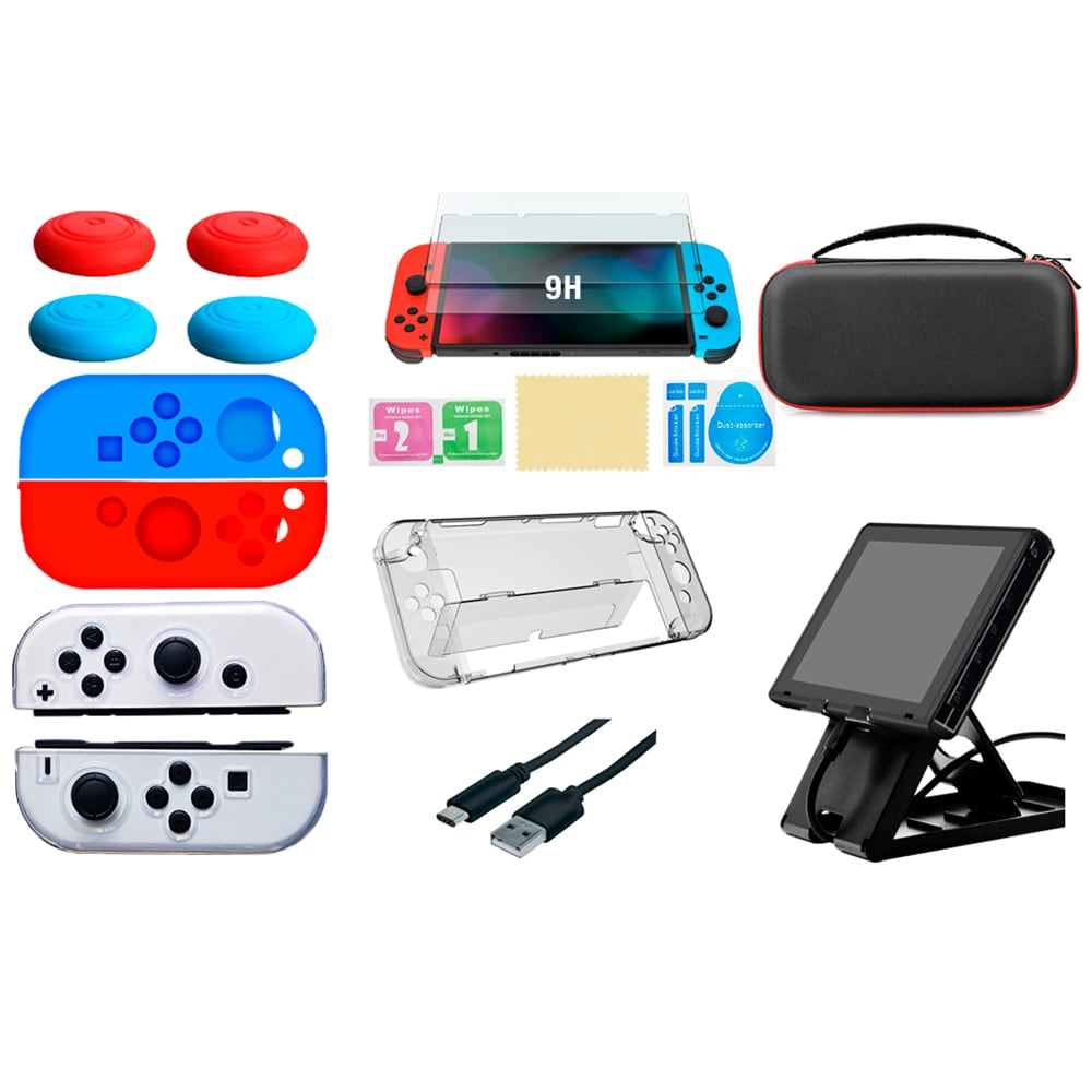 Estuche Kit De Accesorios 16 En 1 Brandtrendy color Negro Compatible Con Nintendo Switch Oled $499