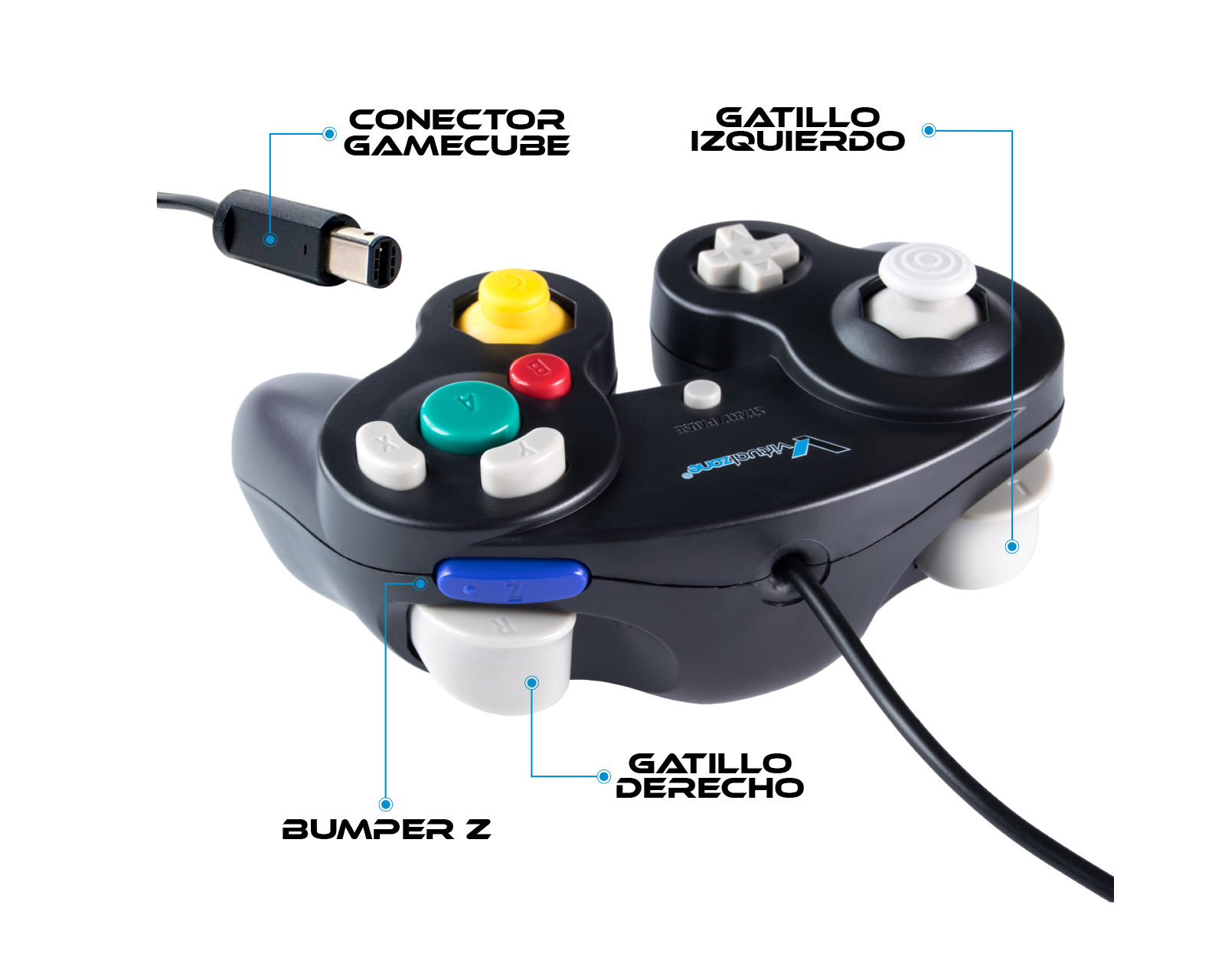 Foto 3 pulgar | Control Alámbrico Compatible Con Nintendo Gamecube color Negro
