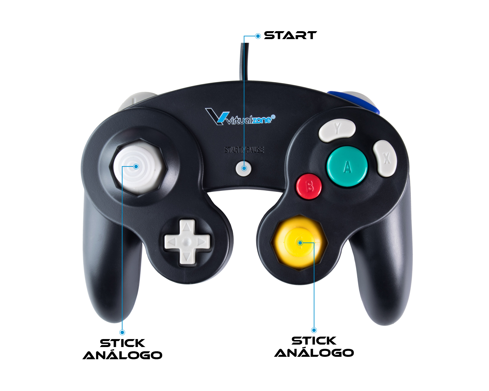 Foto 4 pulgar | Control Alámbrico Compatible Con Nintendo Gamecube color Negro