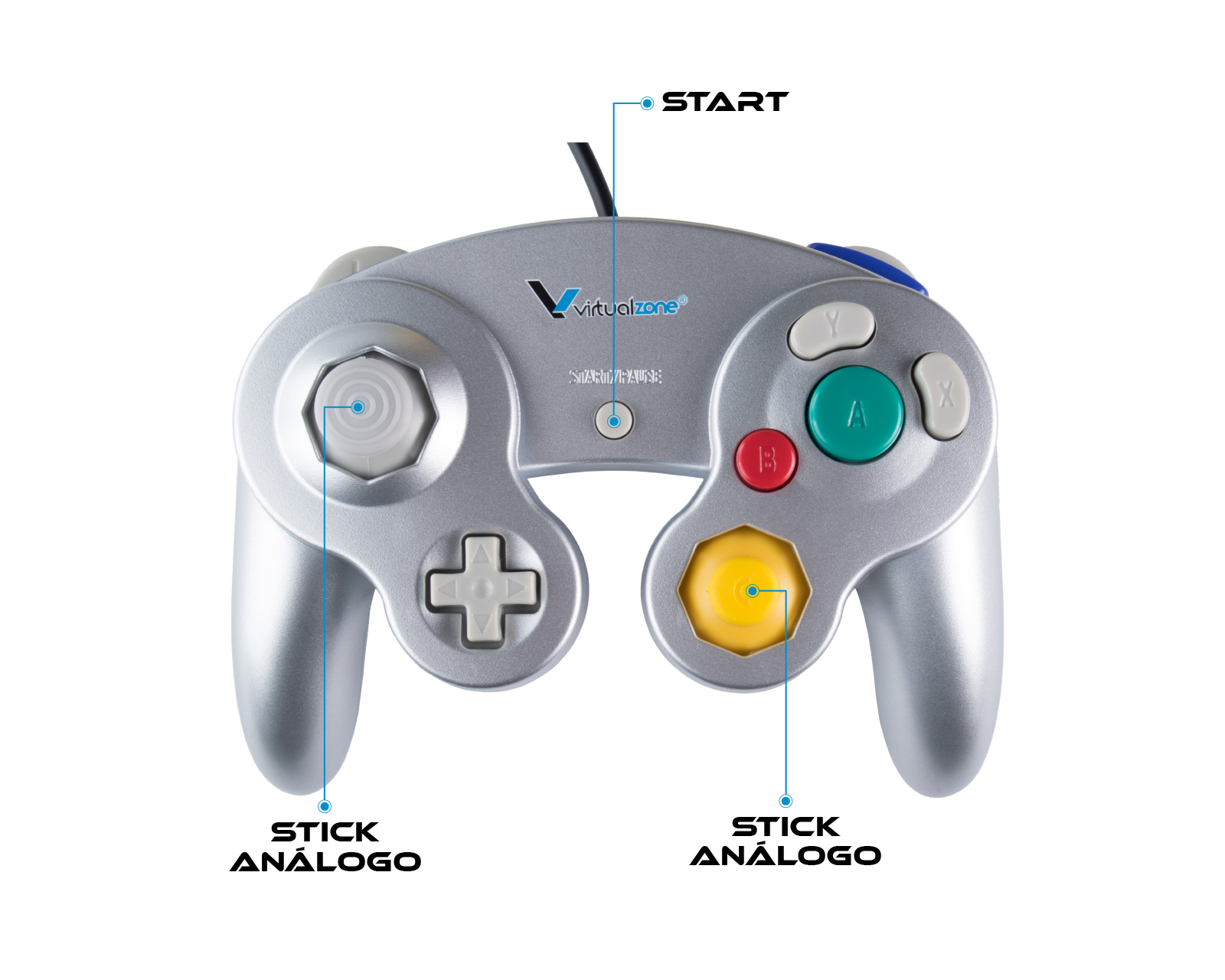 Foto 4 pulgar | Control Alámbrico Compatible Con Nintendo Gamecube color Gris