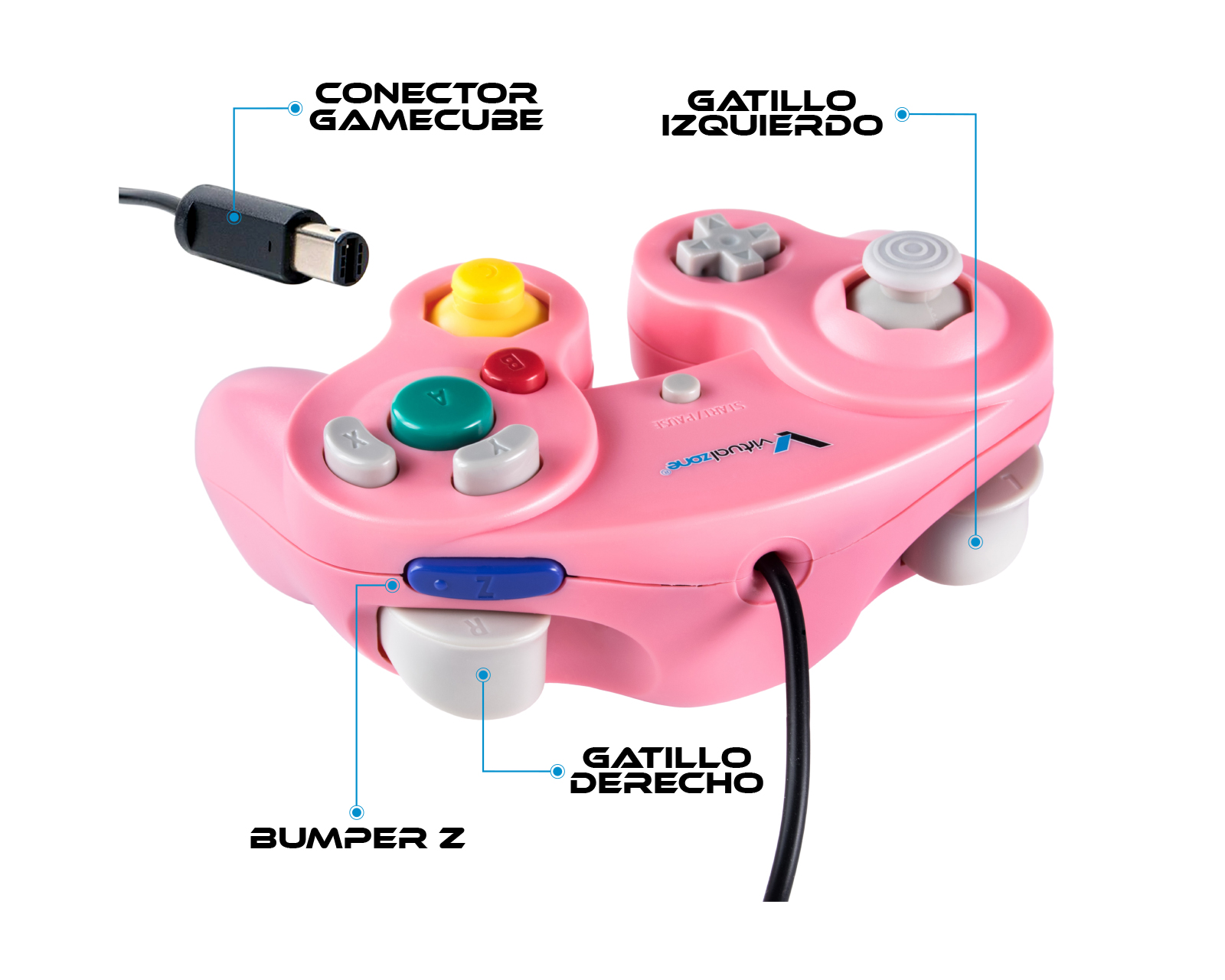 Foto 3 pulgar | Control Alámbrico Compatible Con Nintendo Gamecube color Rosa