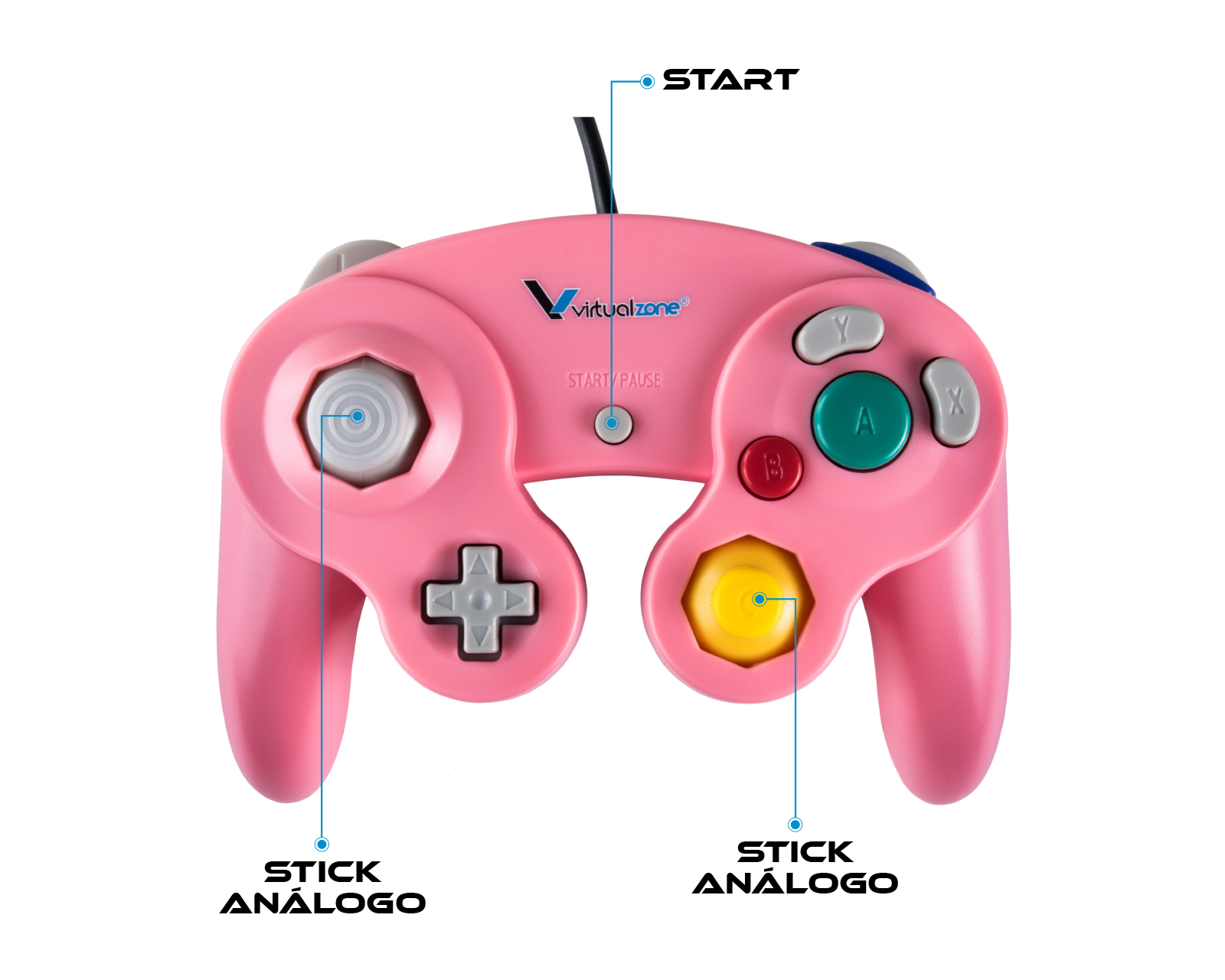 Foto 4 pulgar | Control Alámbrico Compatible Con Nintendo Gamecube color Rosa