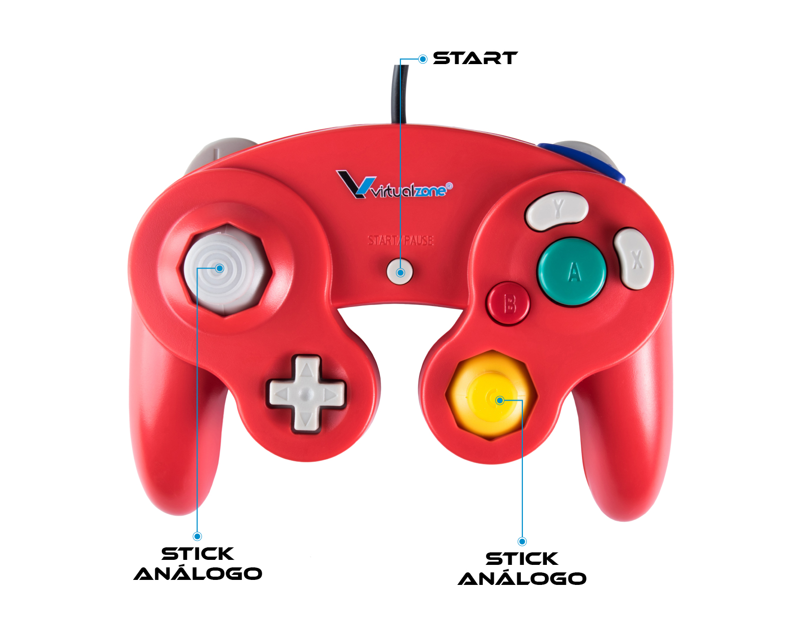 Foto 3 | Control Alámbrico Compatible Con Nintendo Gamecube color Rojo