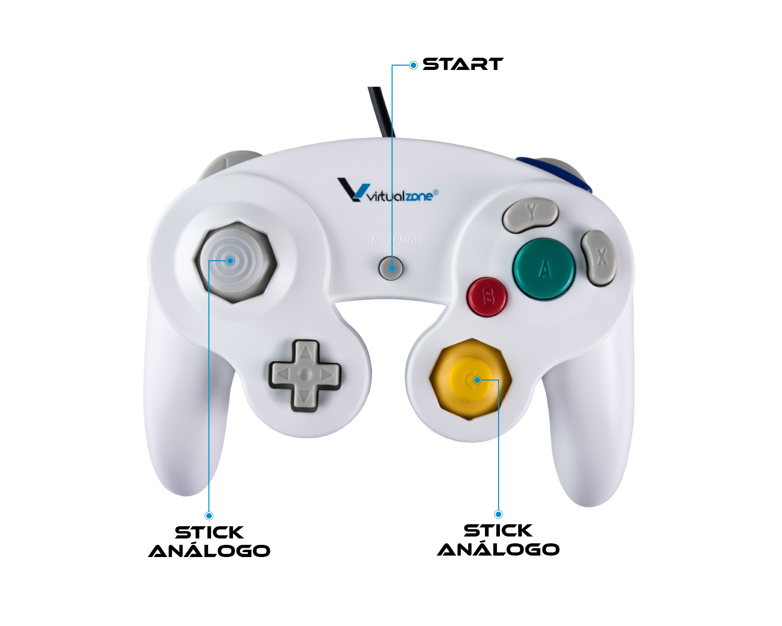 Foto 4 pulgar | Control Alámbrico Compatible Con Nintendo Gamecube color Blanco