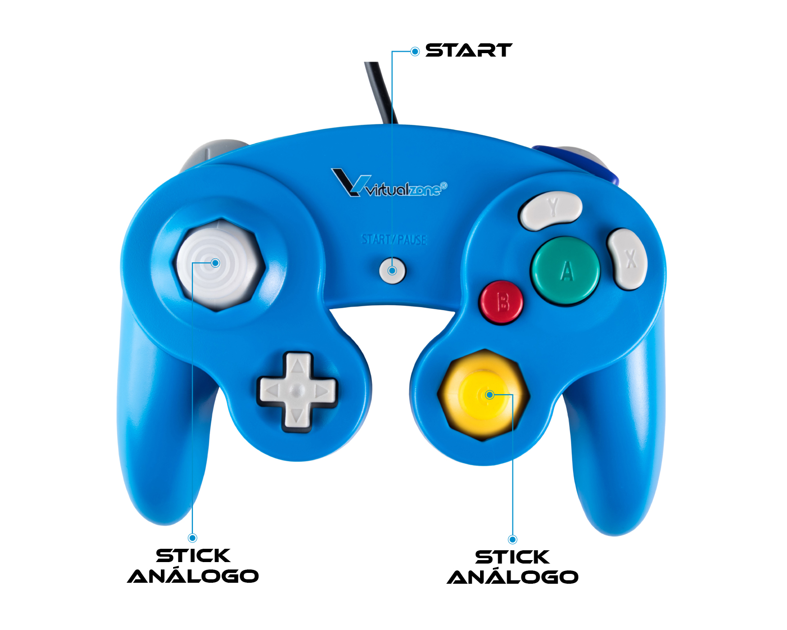 Foto 4 pulgar | Control Alámbrico Compatible Con Nintendo Gamecube color Azul