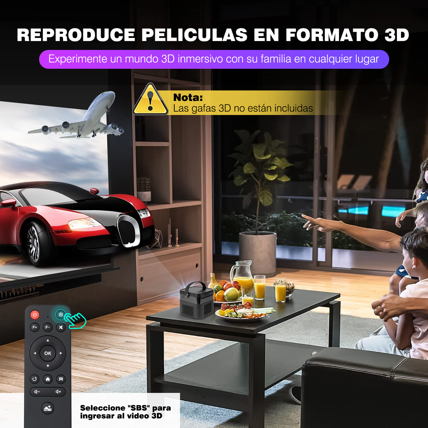 Foto 4 pulgar | Proyector Portátil Inteligente Sangkee DLP 3D 350 Ansi 1080p HD 2.4G/5G Wifi Bluetooth Android 9.0