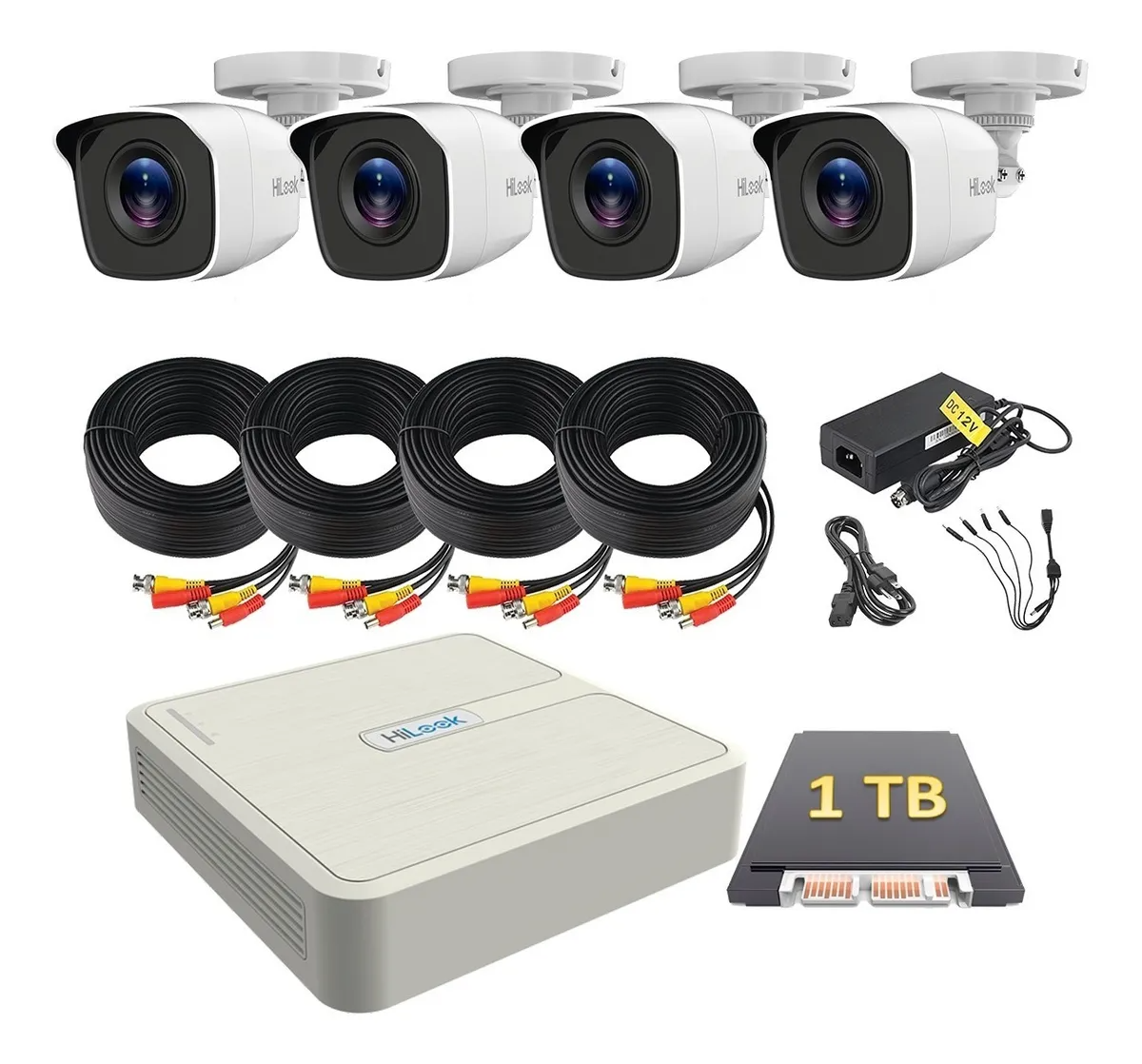 Foto 1 | Kit de Video Vigilancia Hilook con 4 Cámaras Hd/ 1 Mp/ 1 Tb color Blanco