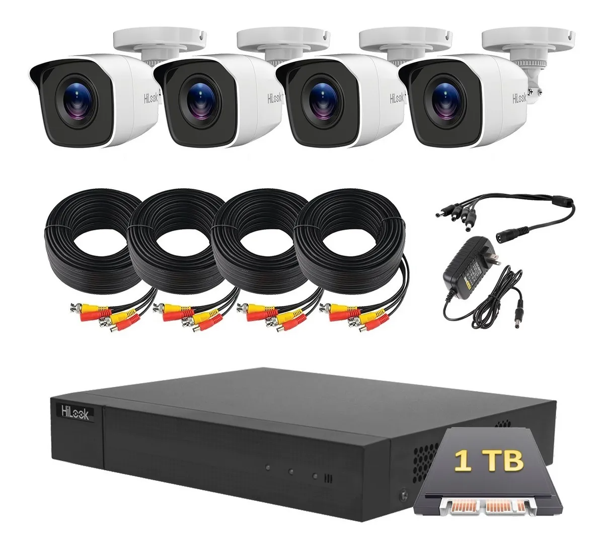 Foto 1 | Kit de Video Vigilancia Hilook con 4 Cámaras Metálicas Full Hd/ 2 Mp/ 1 Tb