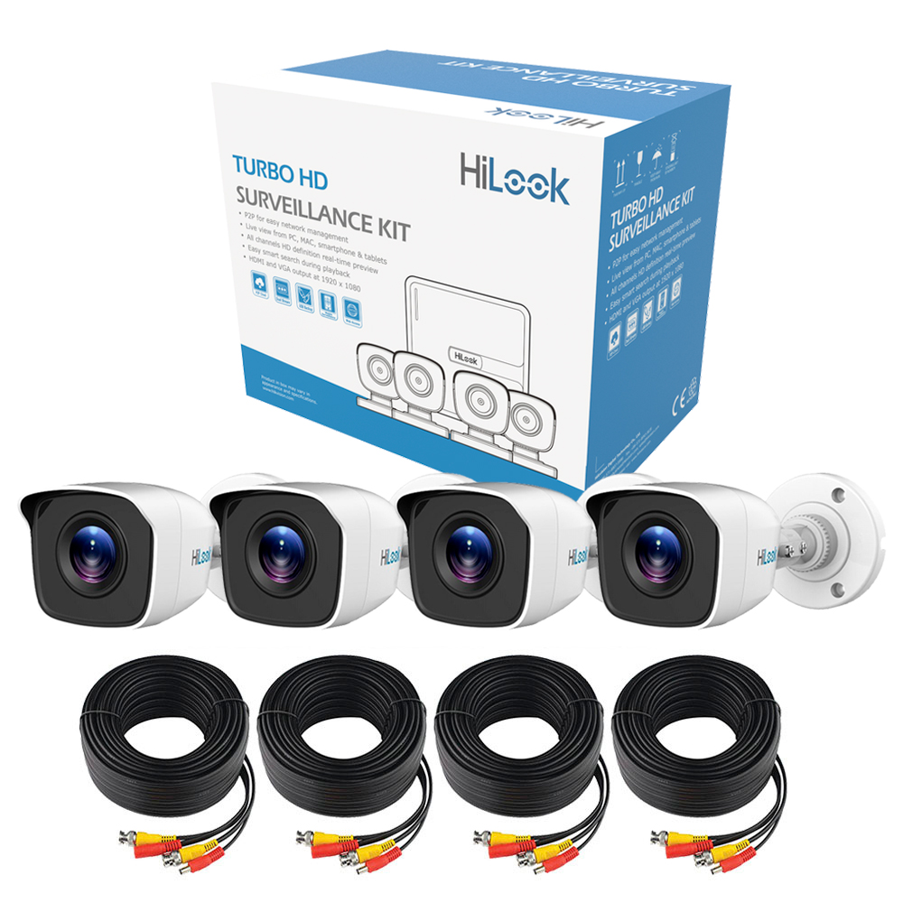 Foto 1 | Kit de 4 Cámaras de Seguridad Hilook 720p HD Bala color Blanco Policarbonato KIT7204BP