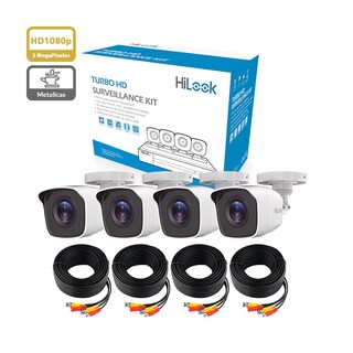 Foto 2 | Kit de 4 Cámaras de Seguridad Hilook 1080p HD Bala Metálicas color Blanco HL24LQKITS-M