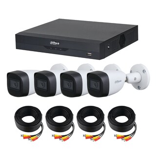 Foto 1 | Kit de 4 Cámaras de Seguridad DAHUA 5 Megapíxeles Micrófono Integrado Bala Metálicas color Blanco