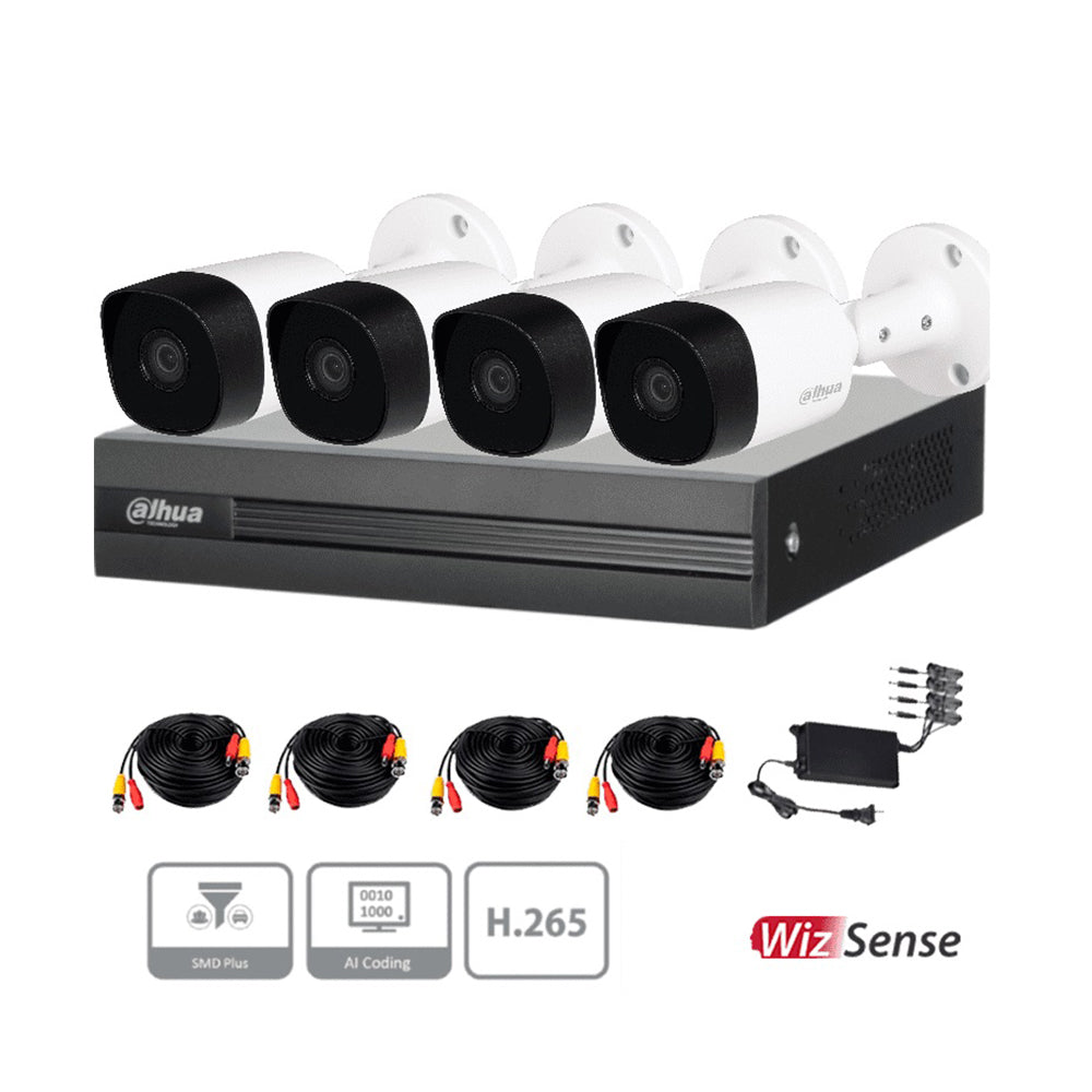 Foto 2 | Kit de 4 Cámaras de seguridad DAHUA 1080p HD Bala color Blanco + Disco Duro 1TB