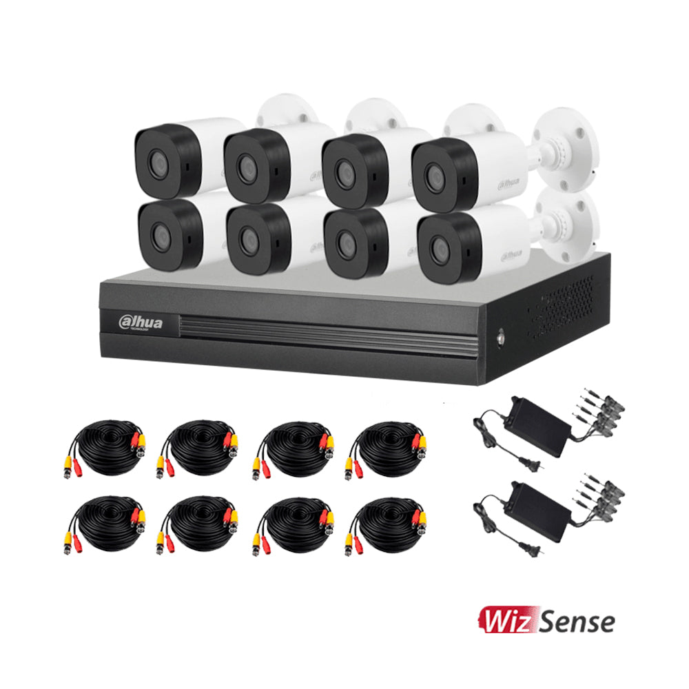 Foto 3 pulgar | Kit de 8 Cámaras de seguridad DAHUA 1080p HD DVR 8 canales Bala color Blanco + Disco Duro 1TB