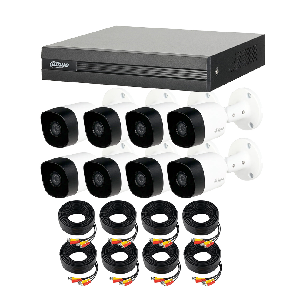 Foto 2 pulgar | Kit de 8 Cámaras de seguridad DAHUA 1080p HD DVR  Bala Metalicas color Blanco