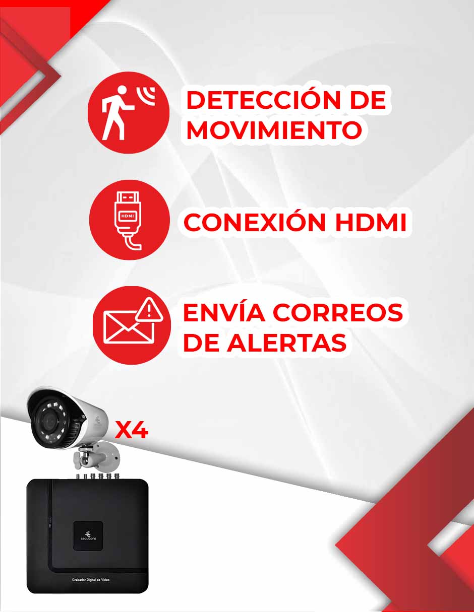 Foto 3 pulgar | Kit Video Vigilancia Cctv Secucore Circuito Cerrado 4 Camaras Bullet