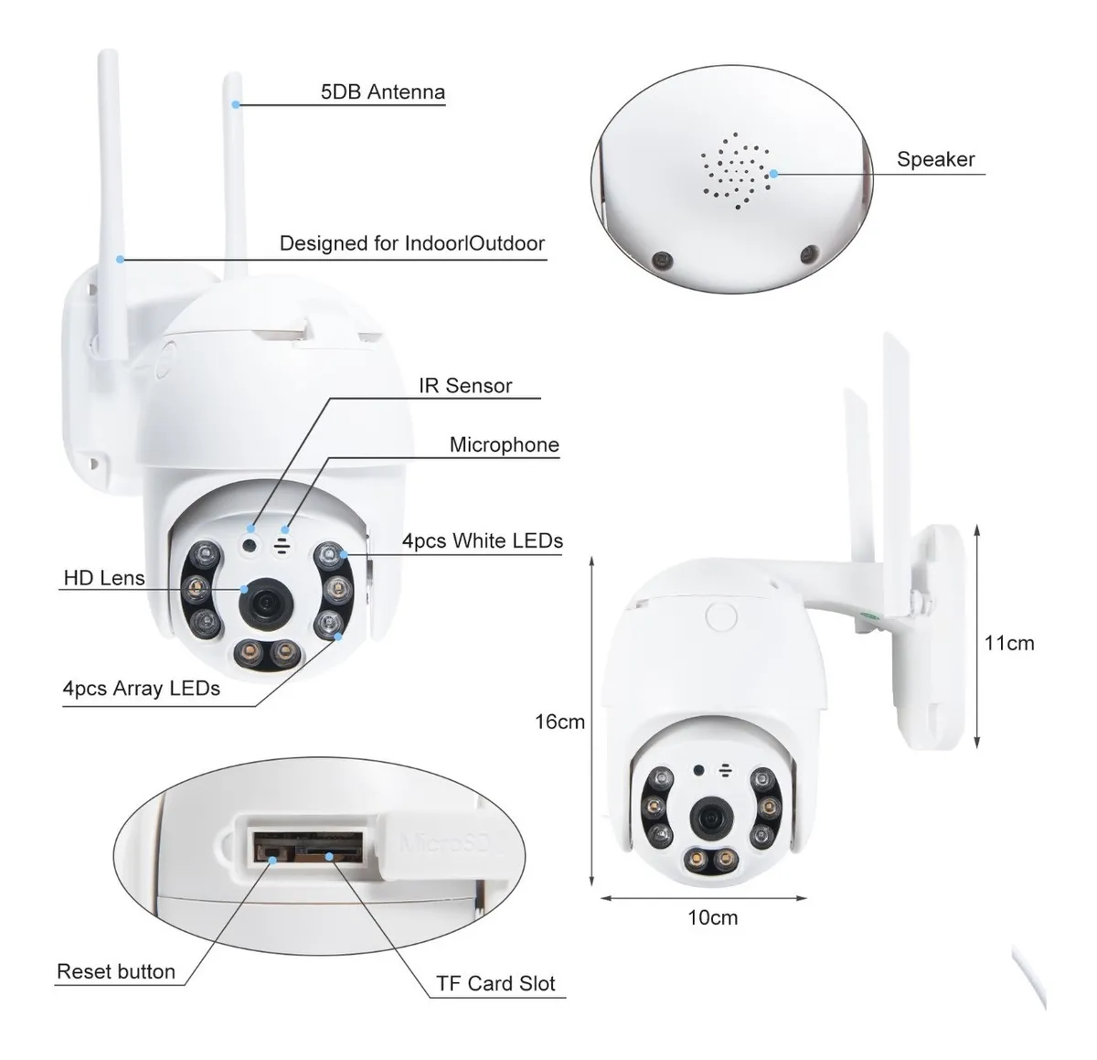 Foto 3 pulgar | Cámara Inteligente con Wifi Exterior con Alarma 3mp