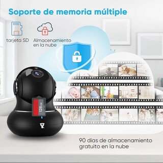 Foto 2 | Cámara de Seguridad Malubero Wifi Visión Nocturna 1080p Negra