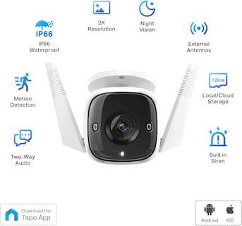 Foto 3 | Cámara de Seguridad Wifi C310 Tp-link Fija para Exterior Visión Nocturna en Blanco y Negro