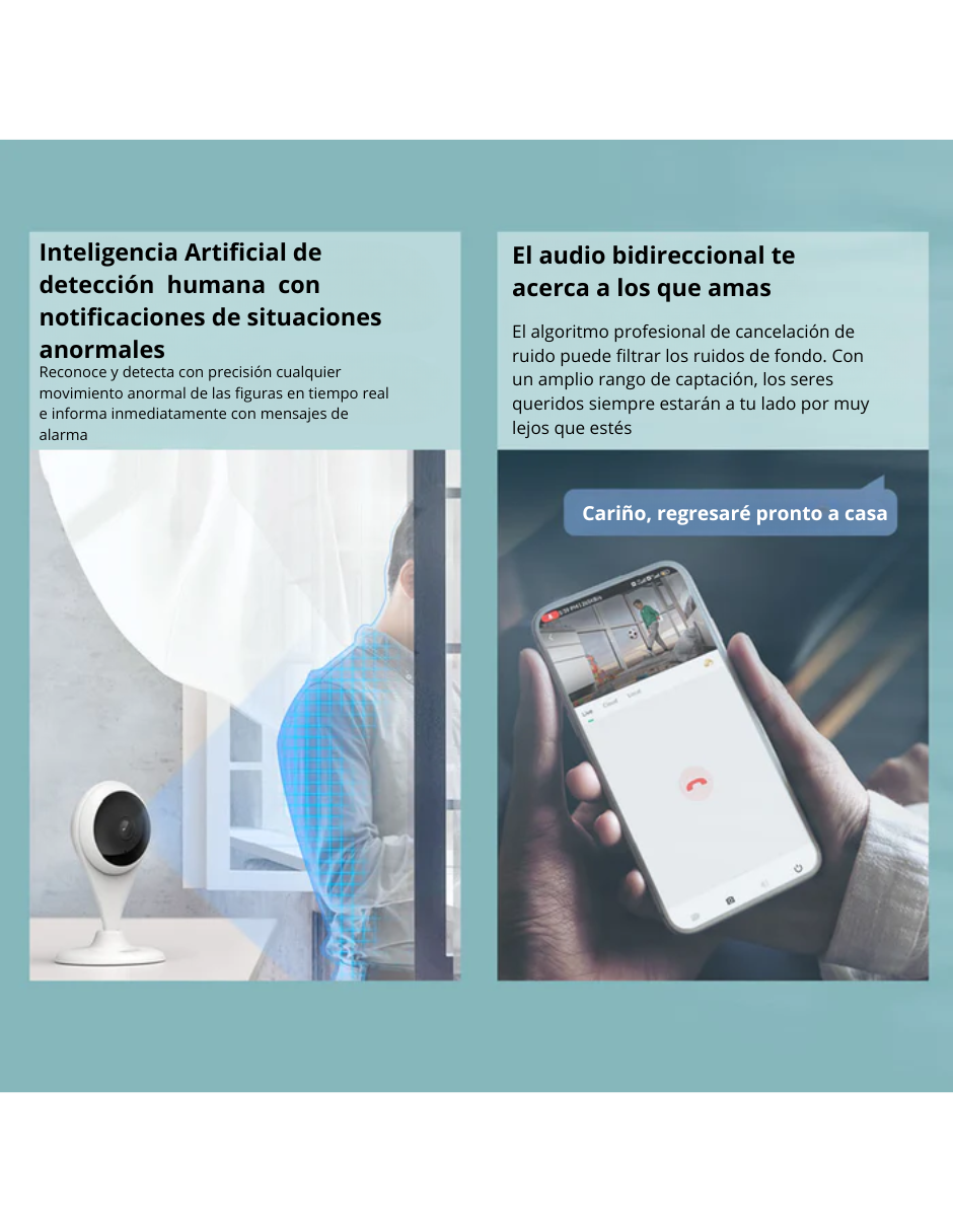 Foto 6 pulgar | Cámara de Seguridad Inteligente para Interiores Graba En 2k Compatible con Alexa y Google