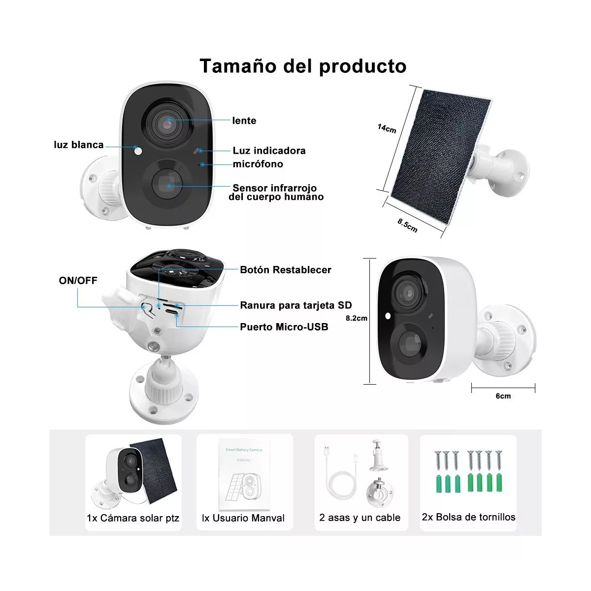 Foto 4 | Cámara De Seguridad Wifi Solar Eo Safe Imports Esi-10250 Blanco