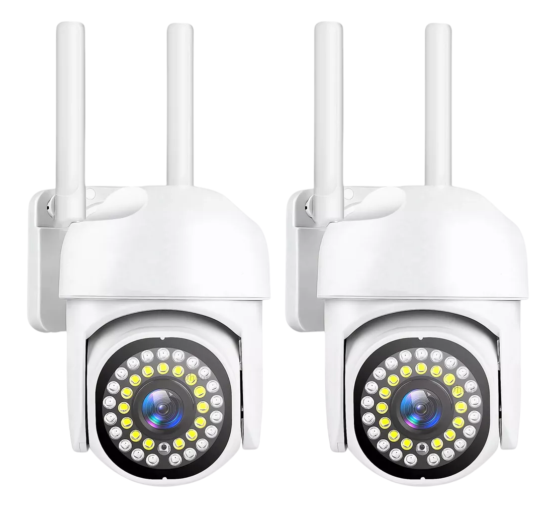 Cámara De Seguridad Exterior Wifi Hd 360° 2 Pcs Blanco