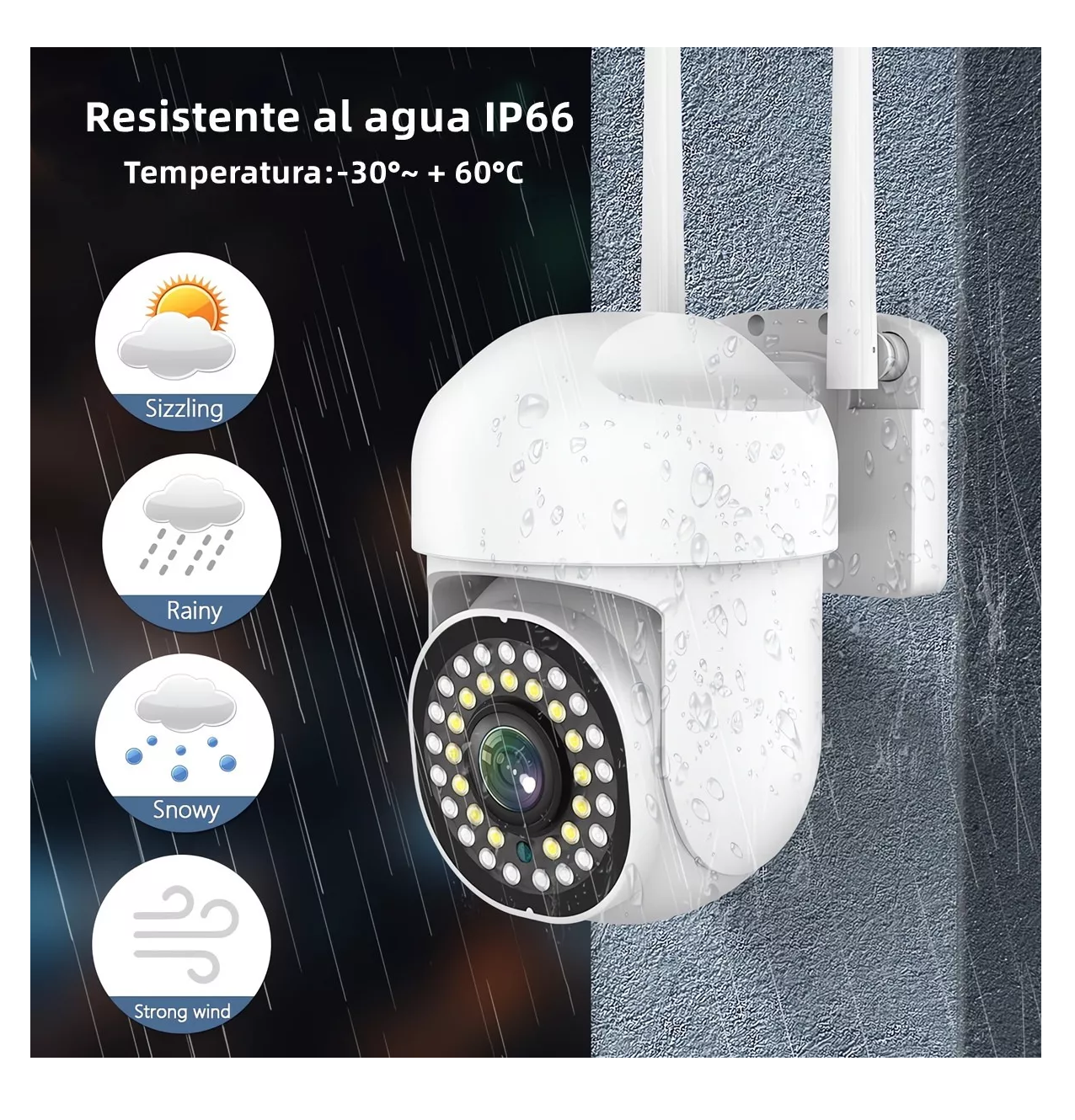 Foto 3 pulgar | Cámara De Seguridad Exterior Wifi Hd 360° 2 Pcs Blanco