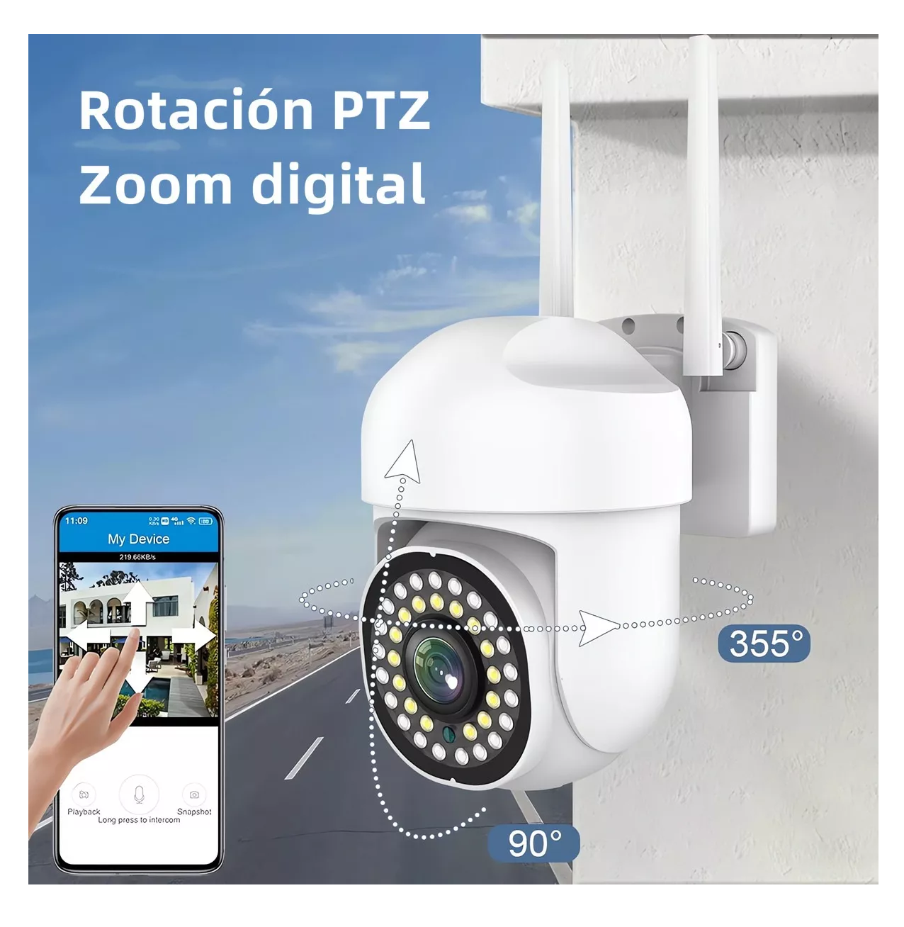 Foto 4 pulgar | Cámara De Seguridad Exterior Wifi Hd 360° 2 Pcs Blanco