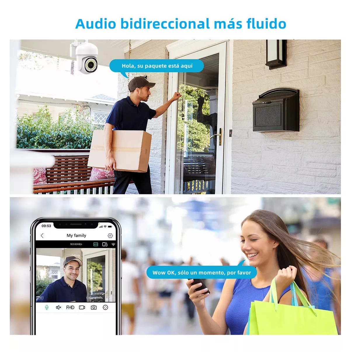 Foto 6 pulgar | Cámara De Seguridad Exterior Wifi Hd 360° 2 Pcs Blanco