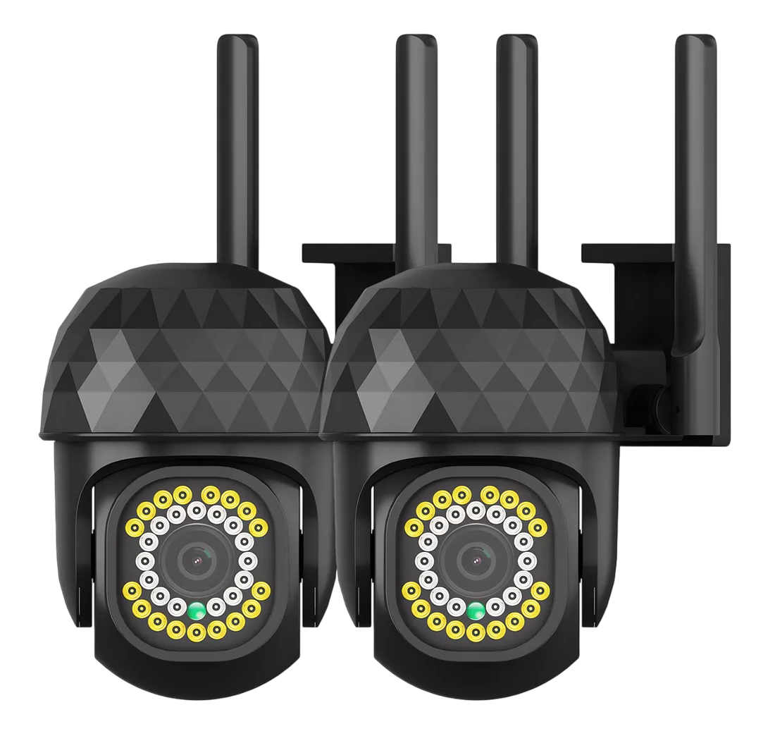 Camaras De Seguridad Baratas Vigilancia Wifi Exterior 2 Pzs Negro