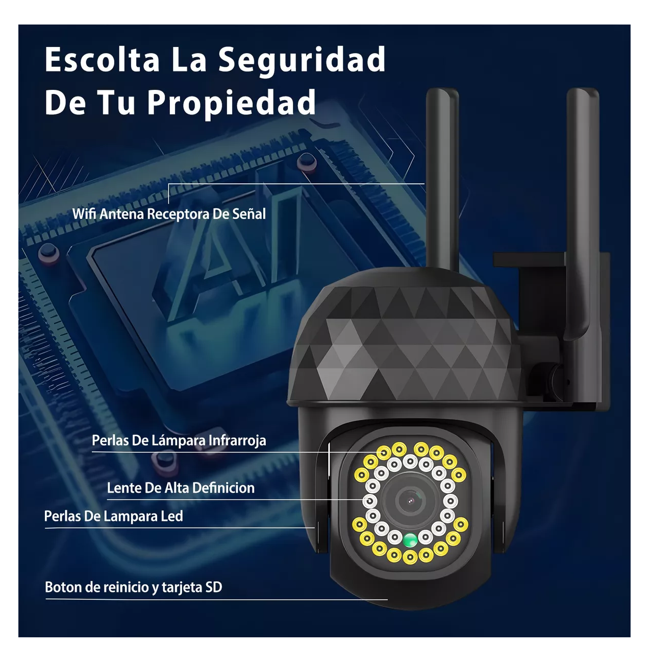 Foto 4 pulgar | Camaras De Seguridad Baratas Vigilancia Wifi Exterior 2 Pzs Negro