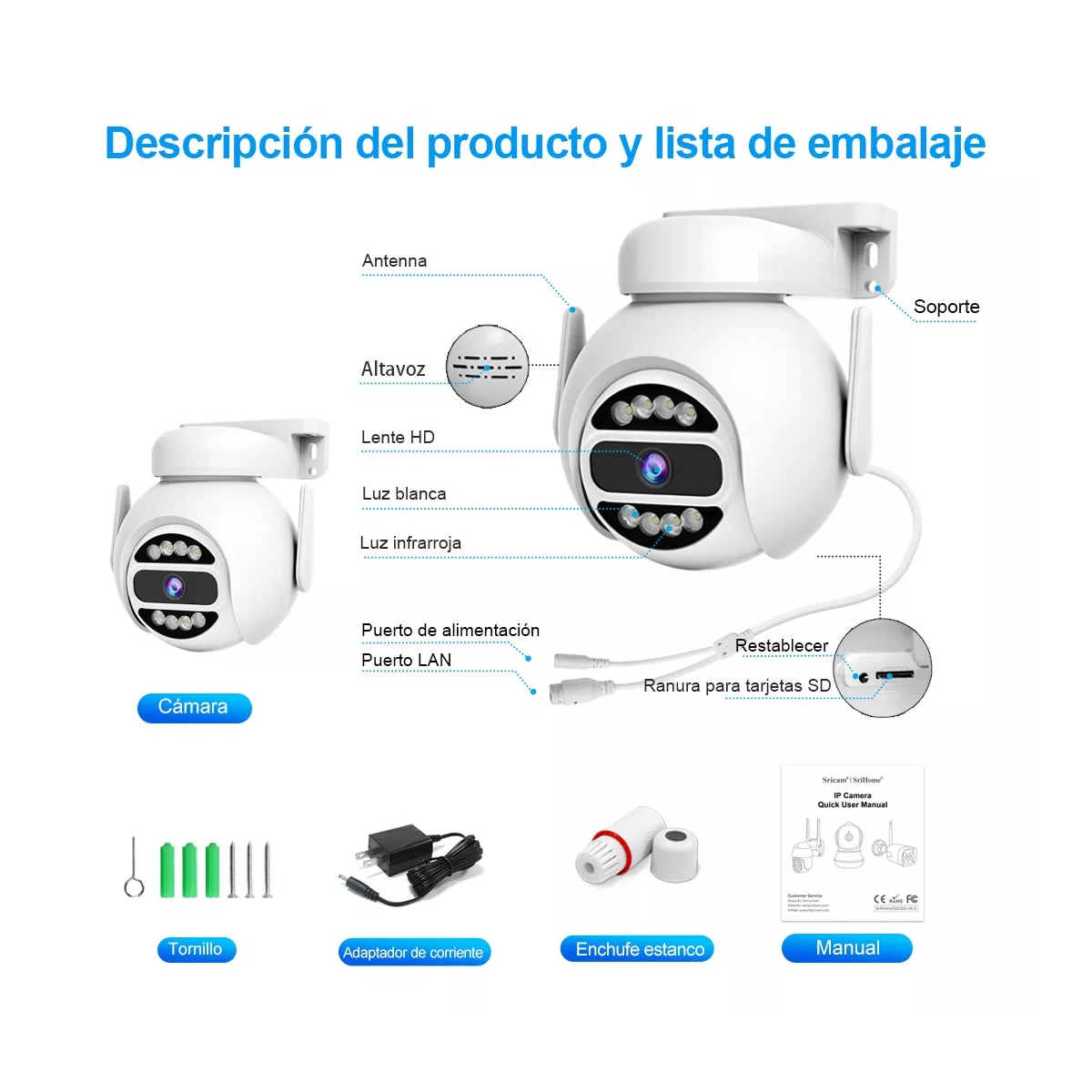 Foto 4 pulgar | Cámara De Seguridad 4mp 2.4g/5g Wifi Visión Nocturna Eo Safe Imports Esi-16623 Blanco