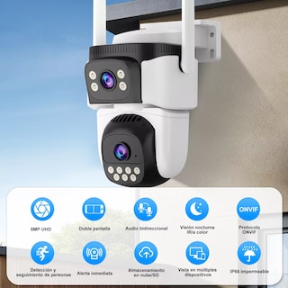 Foto 2 | Cámara De Seguridad Wifi Exterior Lente Doble Eo Safe Imports Esi-16622 Blanco